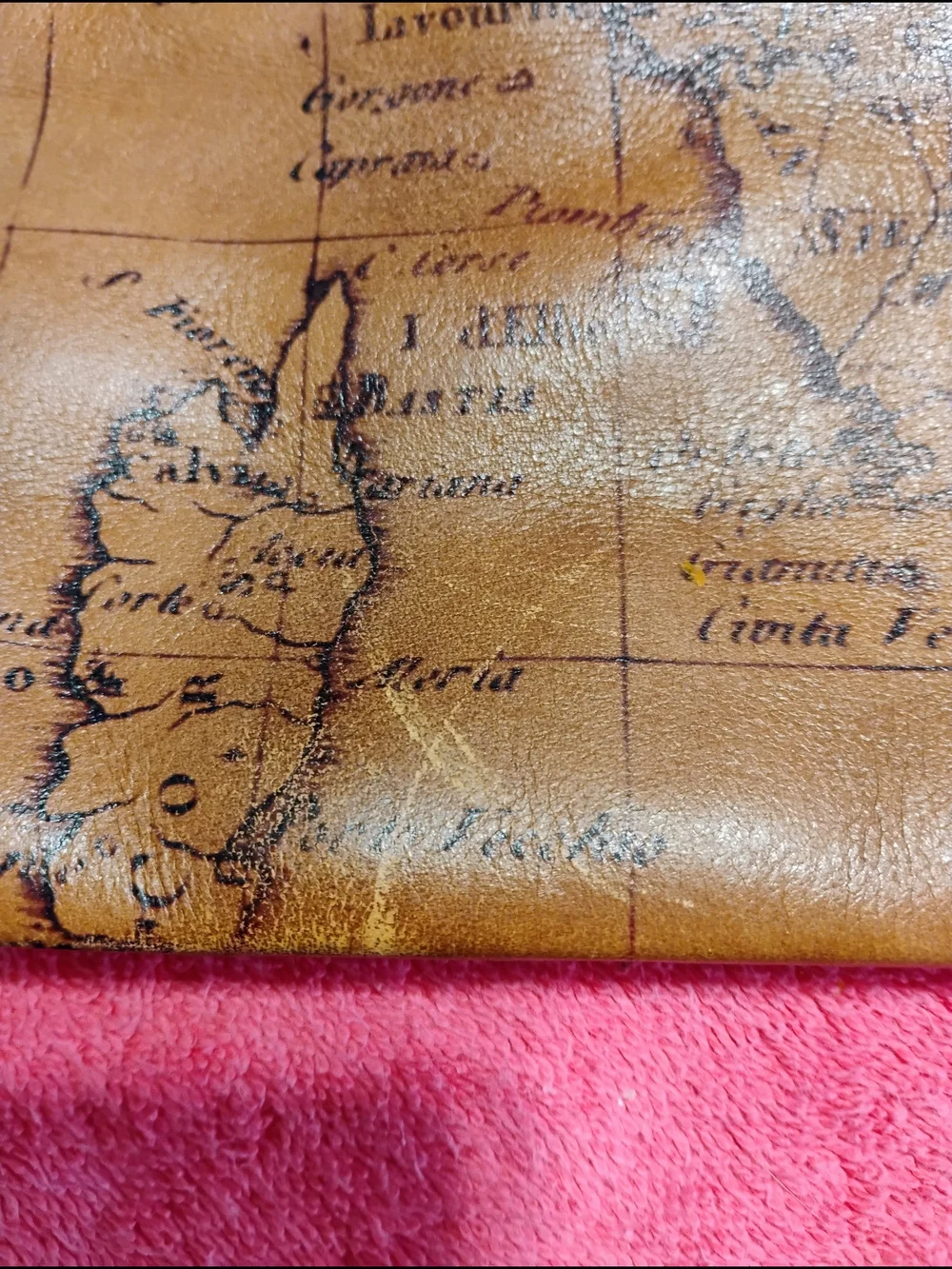 VTG Patricia Nash Leather Tablet/Messenger Bag.Brown Distressed Leather With Map